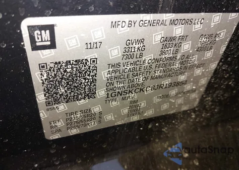 2018 Chevrolet Tahoe Premier z USA, uszkodzony, nr VIN 1GNSKCKC8JR193854